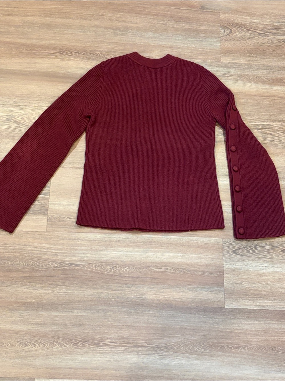 Sézane Burgundy Button-Accent Sweater Wool and Cotton Size S - Picture 6 of 7